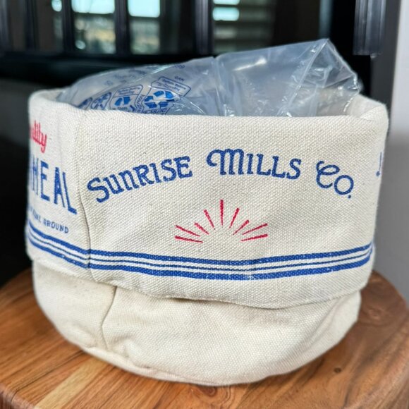 Vintage Flour Sack Fabric Bowl — Farmhouse Kitchen Decor - Picture 5 of 10